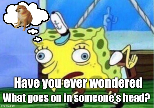 Mocking Spongebob Meme | Have you ever wondered; What goes on in someone’s head? | image tagged in memes,mocking spongebob | made w/ Imgflip meme maker