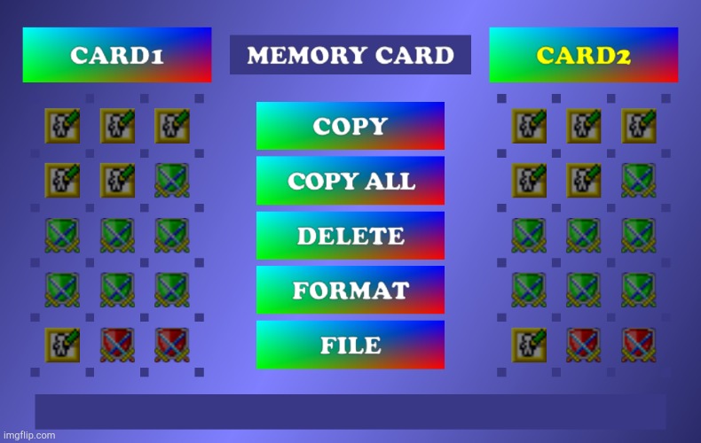 RPG Maker PS1 Memory Card! | image tagged in rpg maker ps1 memory card | made w/ Imgflip meme maker