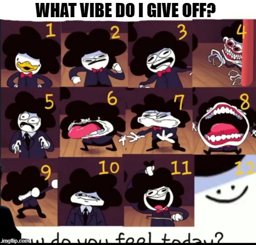 On a scale of pelones how do you feel today | WHAT VIBE DO I GIVE OFF? | image tagged in on a scale of pelones how do you feel today | made w/ Imgflip meme maker