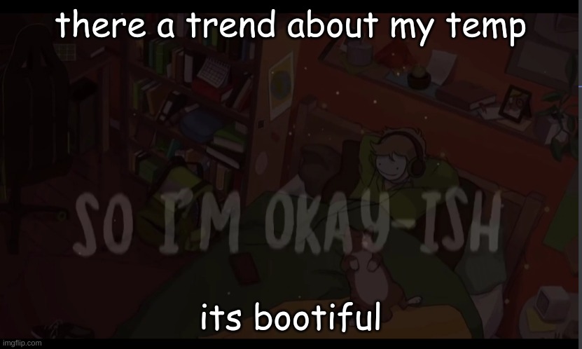 Okay-ish | there a trend about my temp; its bootiful | image tagged in okay-ish | made w/ Imgflip meme maker