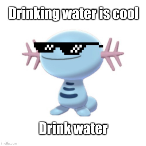 Its cool | Drinking water is cool; Drink water | image tagged in drink water,wooper,meme | made w/ Imgflip meme maker
