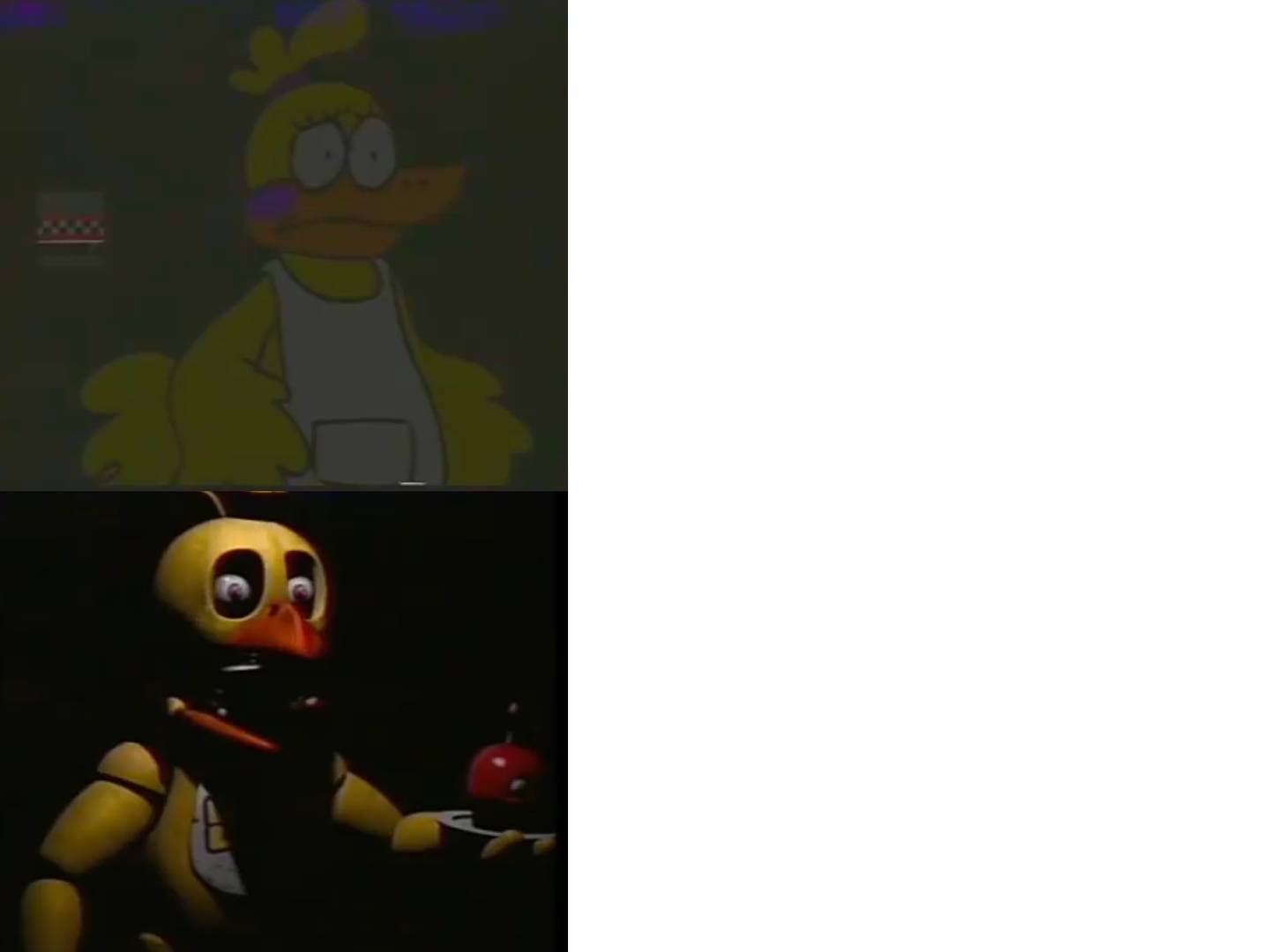 Cartoon Chica and Unwithered Chica Blank Meme Template