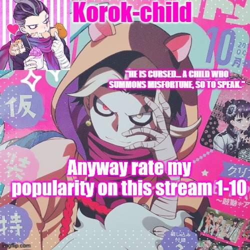 Korok-child temp Tanaka | Anyway rate my popularity on this stream 1-10 | image tagged in korok-child temp tanaka | made w/ Imgflip meme maker