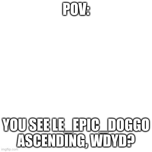 Blank Transparent Square Meme | POV:; YOU SEE LE_EPIC_DOGGO ASCENDING, WDYD? | image tagged in memes,blank transparent square | made w/ Imgflip meme maker