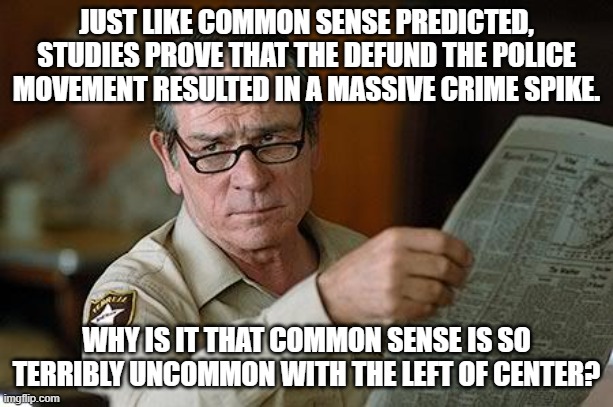 Altogether now lefitsts, "We don't need no stinkin' common sense!" | JUST LIKE COMMON SENSE PREDICTED, STUDIES PROVE THAT THE DEFUND THE POLICE MOVEMENT RESULTED IN A MASSIVE CRIME SPIKE. WHY IS IT THAT COMMON SENSE IS SO TERRIBLY UNCOMMON WITH THE LEFT OF CENTER? | image tagged in really | made w/ Imgflip meme maker