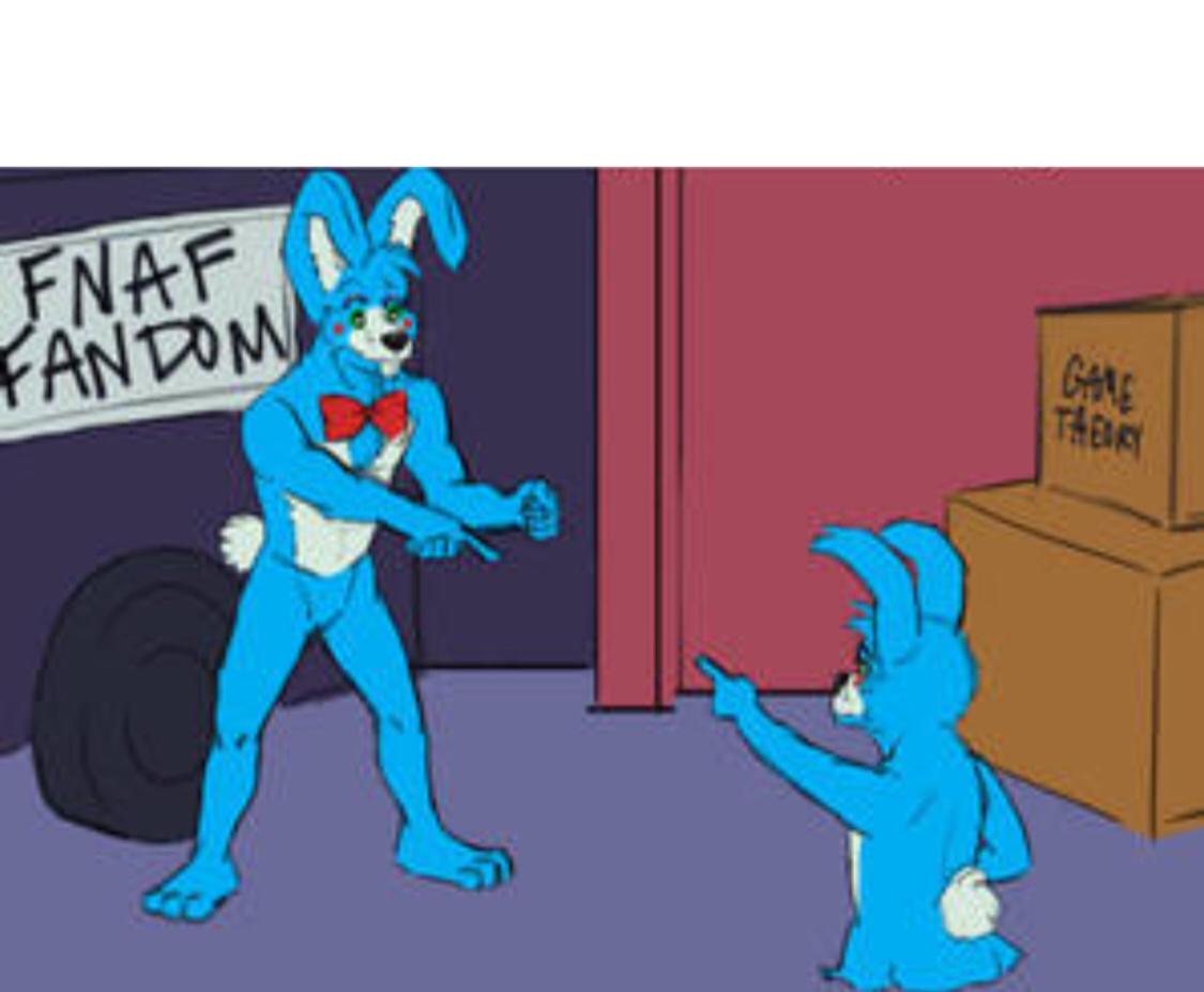 High Quality Toy Bonnie pointing at toy Bonnie Blank Meme Template
