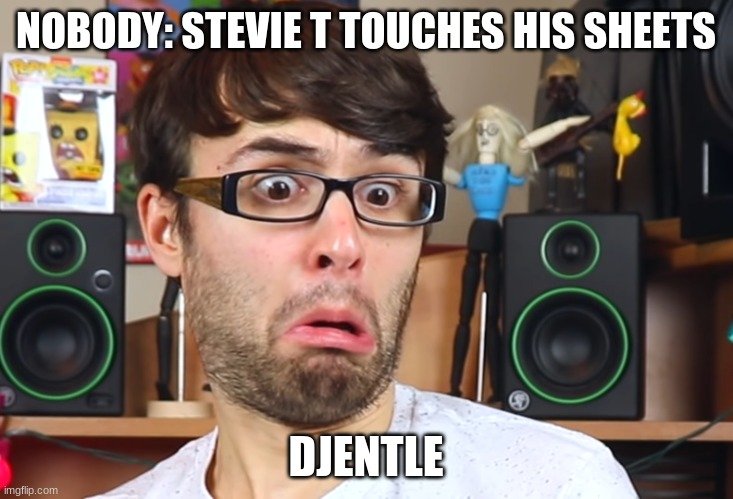 djent mode | NOBODY: STEVIE T TOUCHES HIS SHEETS; DJENTLE | image tagged in stevie t | made w/ Imgflip meme maker