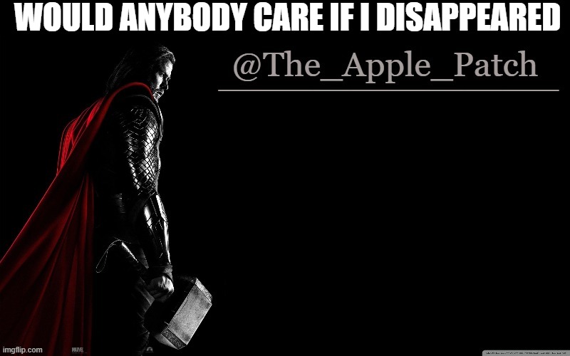 CHUPAPI | WOULD ANYBODY CARE IF I DISAPPEARED | image tagged in o,p | made w/ Imgflip meme maker