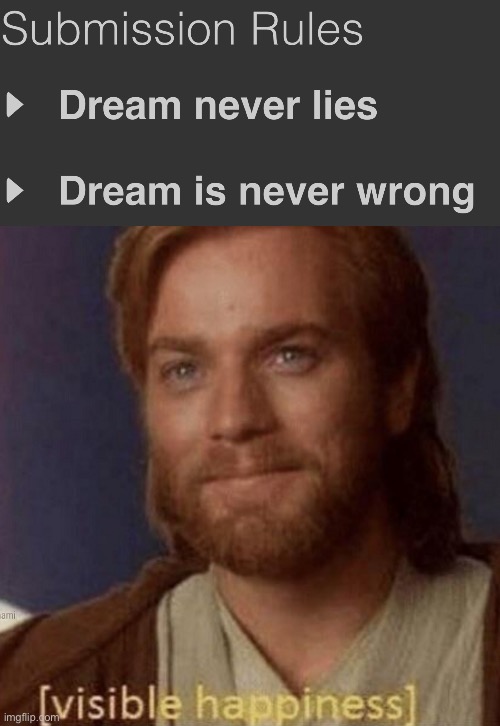 Dream is awesome | image tagged in visible happiness | made w/ Imgflip meme maker