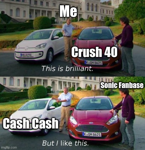 (For) True Story | Me; Crush 40; Sonic Fanbase; Cash Cash | image tagged in this is brilliant but i like this,sonic the hedgehog,sonic,sonic adventure 2 | made w/ Imgflip meme maker