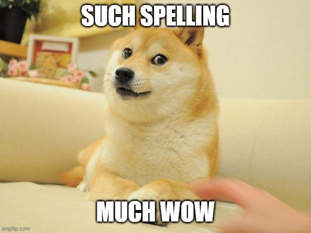 SUCH SPELLING MUCH WOW | image tagged in memes,doge 2 | made w/ Imgflip meme maker