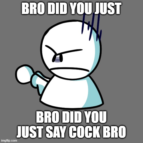 Angy Bob | BRO DID YOU JUST BRO DID YOU JUST SAY COCK BRO | image tagged in angy bob | made w/ Imgflip meme maker