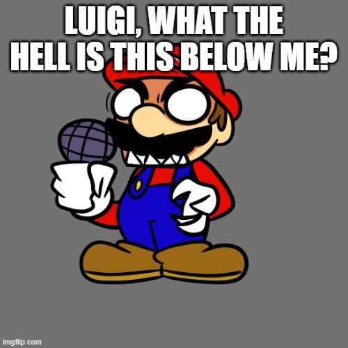 Mario Angy | LUIGI, WHAT THE HELL IS THIS BELOW ME? | image tagged in mario angy | made w/ Imgflip meme maker