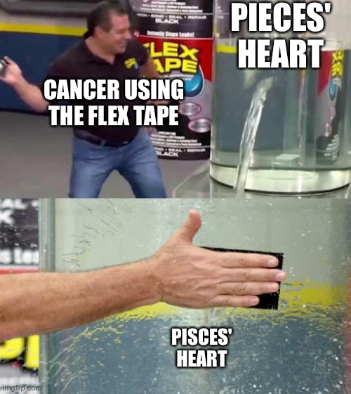 Flex Tape | PIECES' HEART CANCER USING THE FLEX TAPE PISCES' HEART | image tagged in flex tape | made w/ Imgflip meme maker