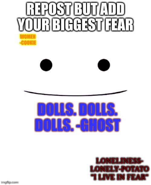 LONELINESS- LONELY-POTATO "I LIVE IN FEAR" | made w/ Imgflip meme maker