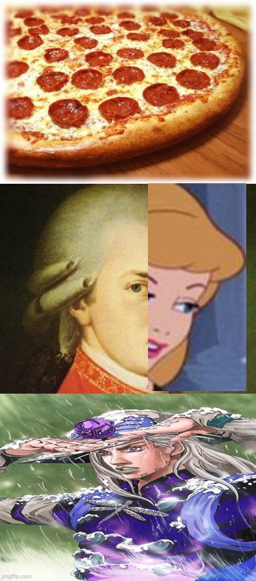 image tagged in coming out pizza,mozart | made w/ Imgflip meme maker