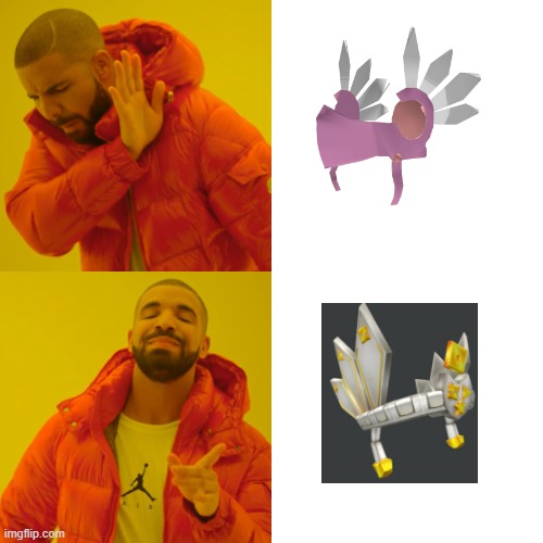 Roblox Valkyrie meme | image tagged in memes,drake hotline bling,metaverse,roblox,valkyrie | made w/ Imgflip meme maker