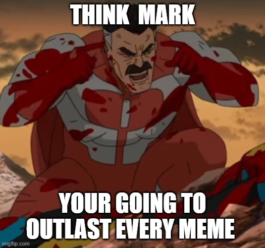 THINK MARK! THINK! | THINK  MARK; YOUR GOING TO OUTLAST EVERY MEME | image tagged in think mark think | made w/ Imgflip meme maker