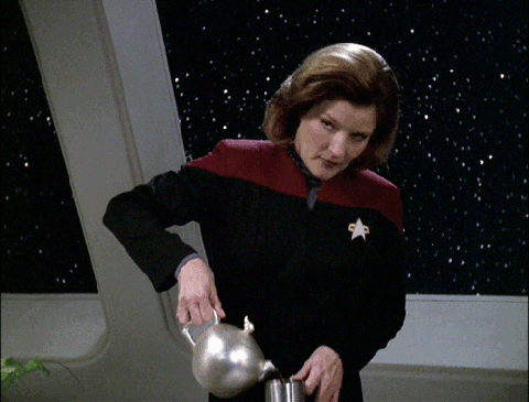 Janeway Pouring Coffee Blank Meme Template