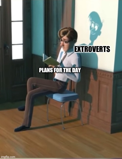 Me and My Shadow cancelled DreamWorks movie | EXTROVERTS; PLANS FOR THE DAY | image tagged in me and my shadow cancelled dreamworks movie | made w/ Imgflip meme maker