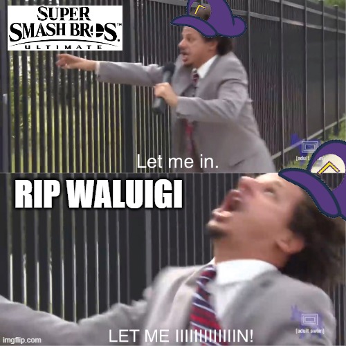 RIP WALUIGI | RIP WALUIGI | image tagged in let me in | made w/ Imgflip meme maker