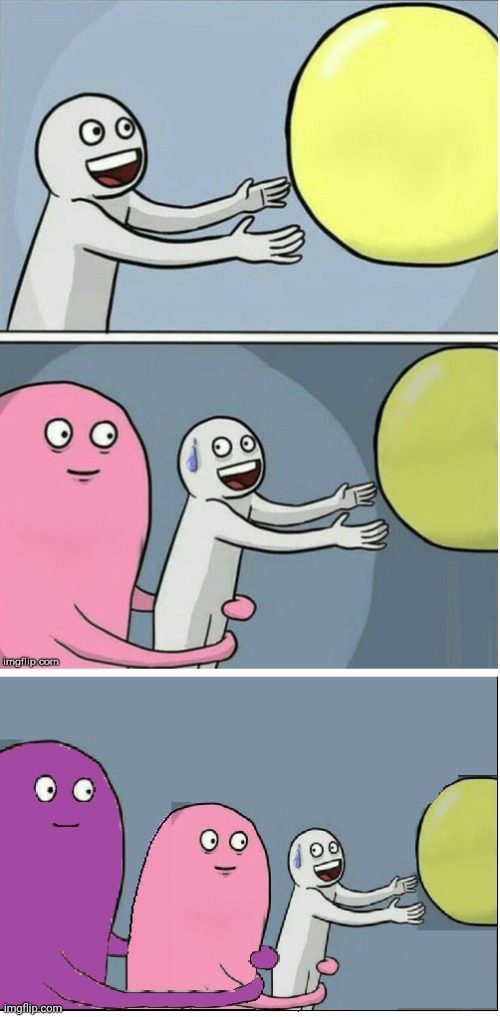 Runnin balloon but a bigger guy comes Blank Meme Template