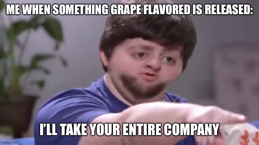 I LOVE GRAPE!!!!!! | ME WHEN SOMETHING GRAPE FLAVORED IS RELEASED:; I’LL TAKE YOUR ENTIRE COMPANY | image tagged in i ll take your entire stock | made w/ Imgflip meme maker