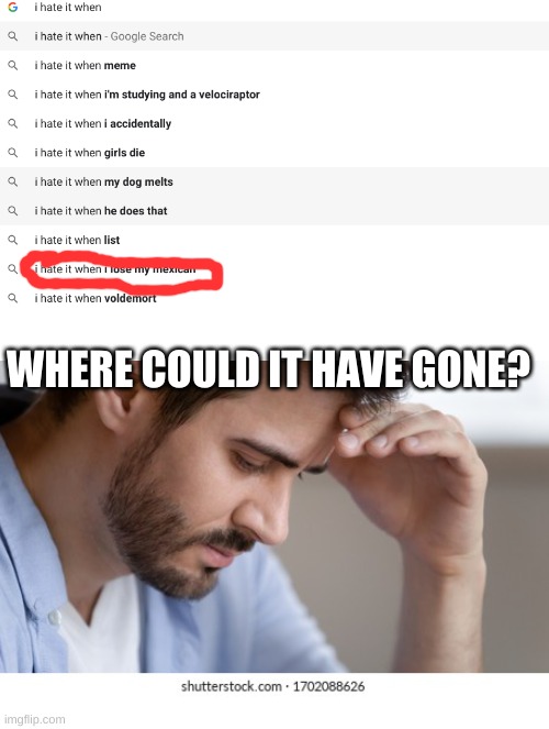 noooo not my mexican | WHERE COULD IT HAVE GONE? | image tagged in blank white template | made w/ Imgflip meme maker