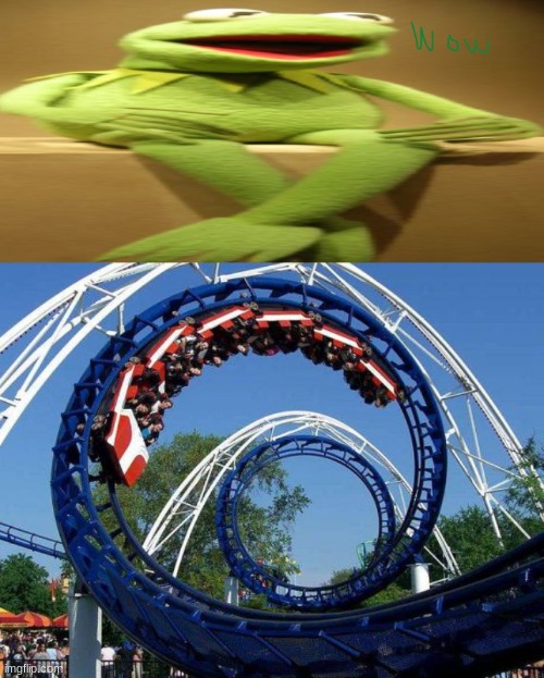 wow | image tagged in kermit the frog wow,roller coaster | made w/ Imgflip meme maker