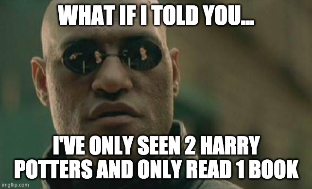 its true | WHAT IF I TOLD YOU... I'VE ONLY SEEN 2 HARRY POTTERS AND ONLY READ 1 BOOK | image tagged in memes,matrix morpheus,harry potter,what if i told you | made w/ Imgflip meme maker