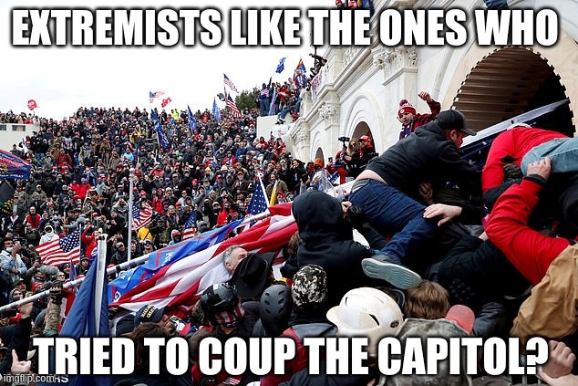 Capitol | EXTREMISTS LIKE THE ONES WHO TRIED TO COUP THE CAPITOL? | image tagged in capitol | made w/ Imgflip meme maker