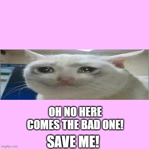 Please don't comment because you have to use this in comment when you see a bad meme. | OH NO HERE COMES THE BAD ONE! SAVE ME! | image tagged in memes,blank transparent square | made w/ Imgflip meme maker