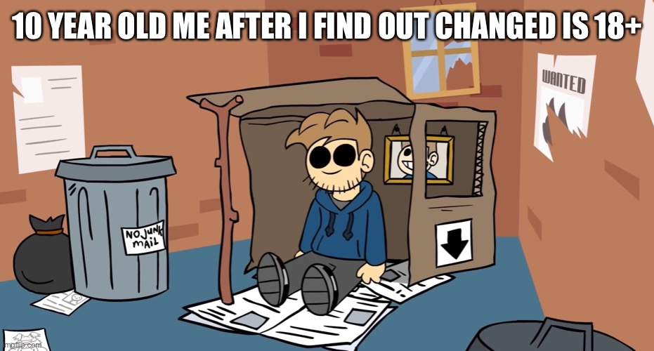 True | 10 YEAR OLD ME AFTER I FIND OUT CHANGED IS 18+ | image tagged in tom homeless,changed,eddsworld | made w/ Imgflip meme maker