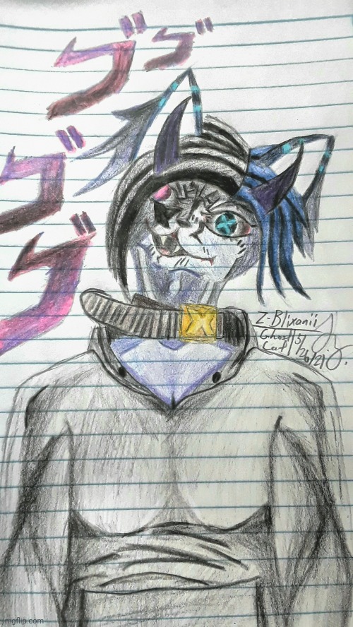 GhostBlix Commision | image tagged in cat,anthro,ghost | made w/ Imgflip meme maker