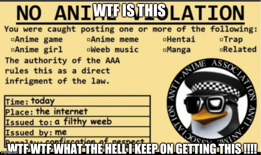 WHAT THE HELL IS THIS | WTF IS THIS; WTF WTF WHAT THE HELL I KEEP ON GETTING THIS !!!! | image tagged in no anime violation,what the hell | made w/ Imgflip meme maker