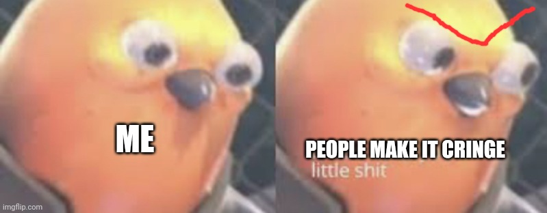 Listen here you little shit bird | ME PEOPLE MAKE IT CRINGE | image tagged in listen here you little shit bird | made w/ Imgflip meme maker