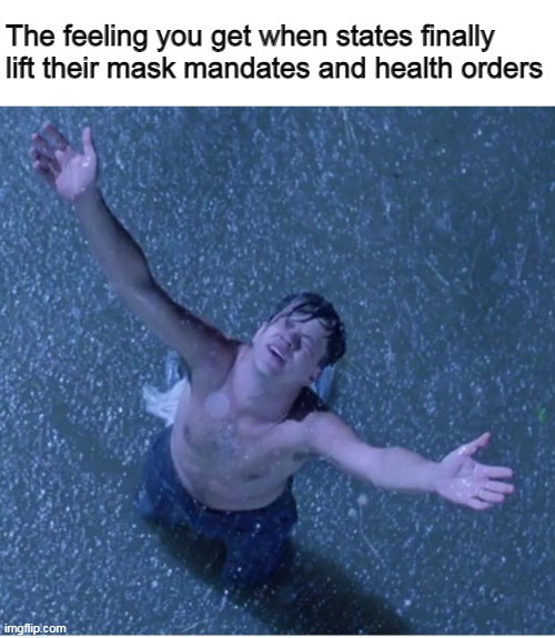 Shawshank redemption freedom | The feeling you get when states finally lift their mask mandates and health orders | image tagged in shawshank redemption freedom,memes,face mask,masks,mask mandates | made w/ Imgflip meme maker