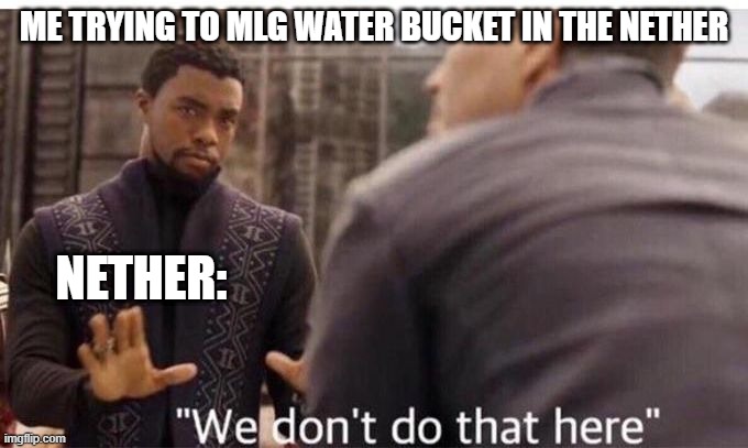 We dont do that here | ME TRYING TO MLG WATER BUCKET IN THE NETHER; NETHER: | image tagged in we dont do that here,minecraft | made w/ Imgflip meme maker