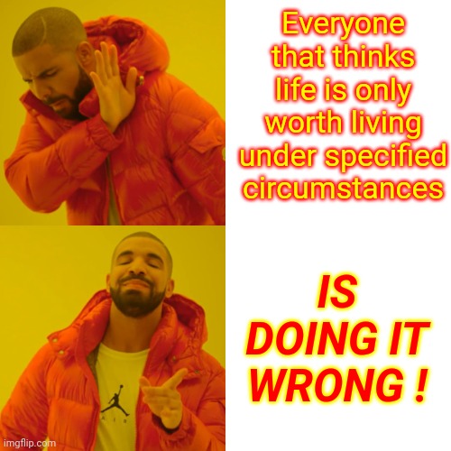 Stop Being Sheep! | Everyone that thinks life is only worth living under specified circumstances; IS DOING IT WRONG ! | image tagged in memes,drake hotline bling,sheep,sheeple,uniformity,no thanks | made w/ Imgflip meme maker