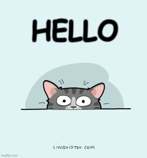 A Cat's Way Of Thinking | HELLO | image tagged in memes,comics,cat,way,thinking,hello | made w/ Imgflip meme maker
