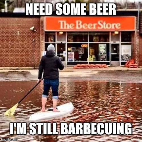 Beer Flood | NEED SOME BEER I'M STILL BARBECUING | image tagged in beer flood | made w/ Imgflip meme maker