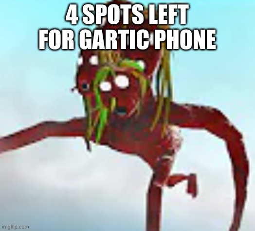 Tree Head running | 4 SPOTS LEFT FOR GARTIC PHONE | image tagged in tree head running | made w/ Imgflip meme maker