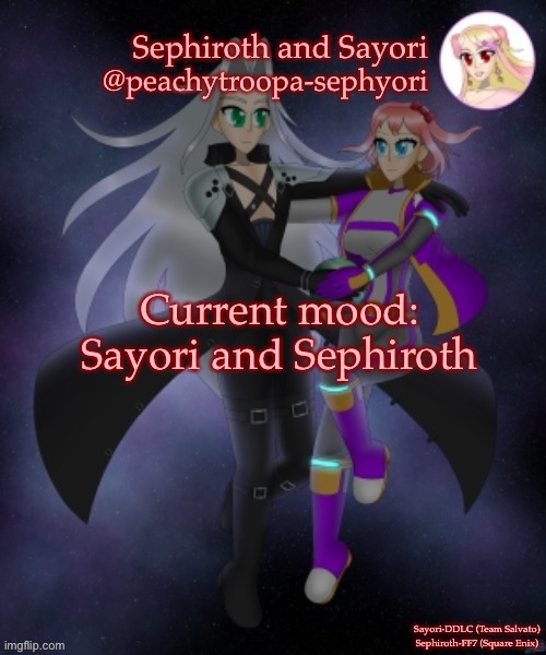 My mood’s been Paula for a while | Current mood: Sayori and Sephiroth | image tagged in sayori and sephiroth | made w/ Imgflip meme maker