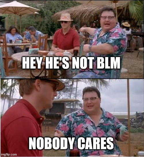 See Nobody Cares Meme | HEY HE'S NOT BLM NOBODY CARES | image tagged in memes,see nobody cares | made w/ Imgflip meme maker