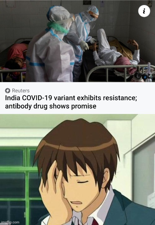 image tagged in memes,kyon face palm,india,covid-19,coronavirus,variant | made w/ Imgflip meme maker