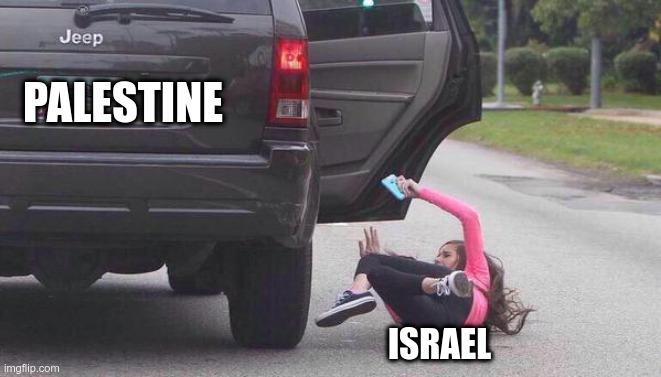 See Ya!! | PALESTINE; ISRAEL | image tagged in thrown out of car,palestine,israel,political meme | made w/ Imgflip meme maker