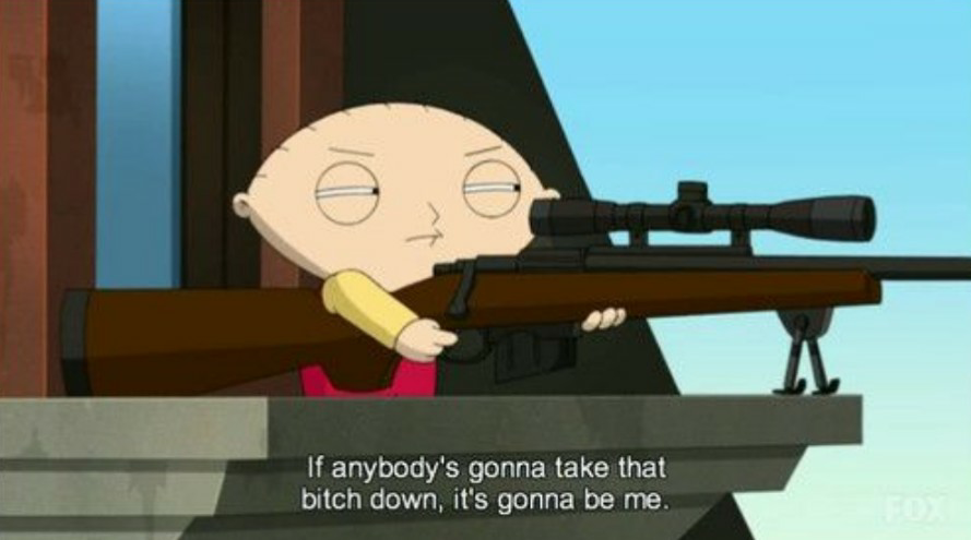 High Quality Family Guy Stewie sniper Blank Meme Template