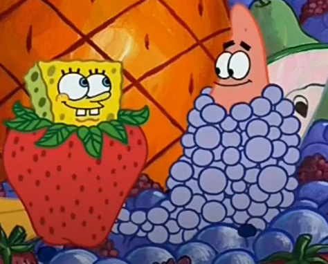 Spongebob And Patrick Covered In Fruit Blank Meme Template