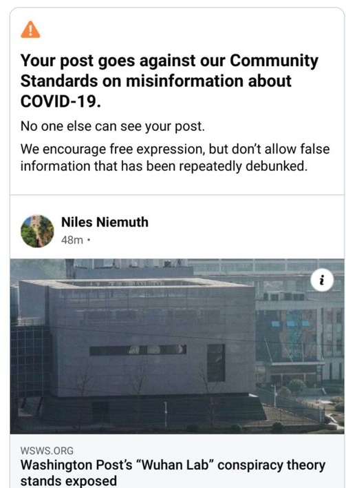 Facebook Wuhan Lab Ban Blank Meme Template