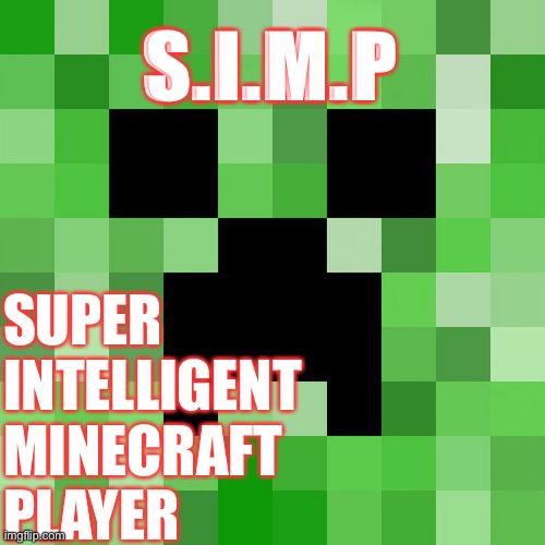 Simp means something else... I think |  S.I.M.P; SUPER 

INTELLIGENT 

MINECRAFT 

PLAYER | image tagged in memes | made w/ Imgflip meme maker